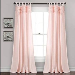 Pink Ruffle Tab Top Panel Curtains - 2